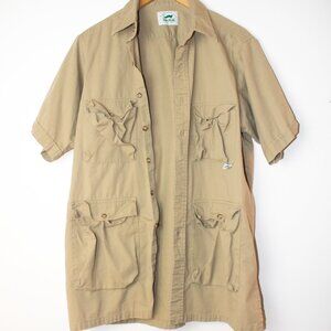 DUXBAK Cargo, Button-up shirt, Tan, Large